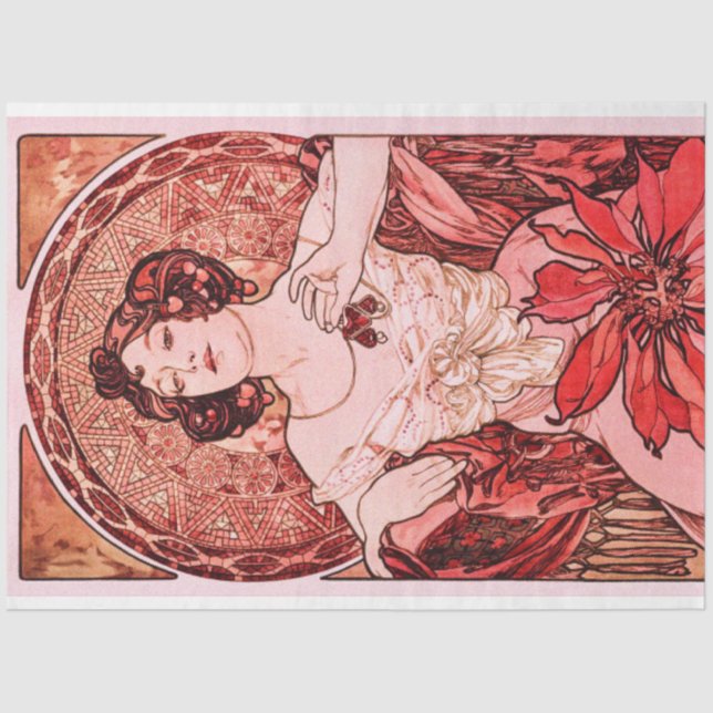 Papel De Seda Art Nouveau vintage El rubí de Alphonse Mucha (Anverso)