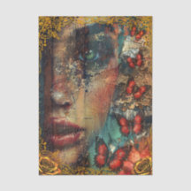 Arte abstracto angustiado chicas cara y mariposas