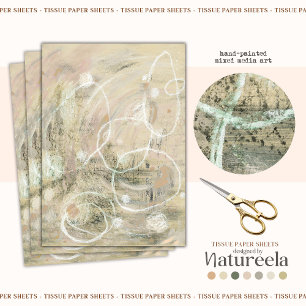 Papel De Seda Arte abstracto de color beige y verde moderno Pape