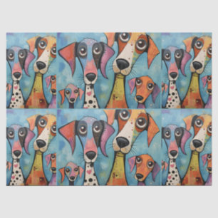 Papel De Seda Arte abstracto de perro colorido estilo caricatura