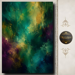 Papel De Seda Arte abstracto en tonos de joyas con decoupage de