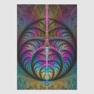 Papel De Seda Arte abstracto fractal colorido con patrones aluci