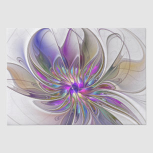 Papel De Seda Arte abstracto fractal de flores enérgico y colori