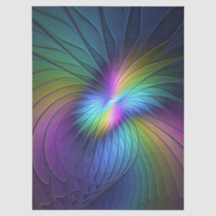 Papel De Seda Arte abstracto fractal moderno colorido con azul