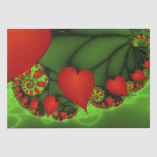 Papel De Seda Arte abstracto fractal moderno corazones rojos lim