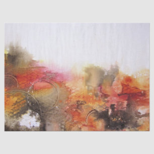 Papel De Seda Arte abstracto moderno blanco anaranjado rojo