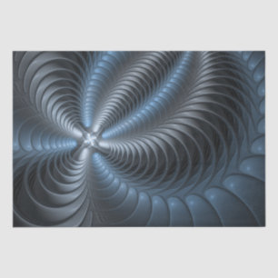 Papel De Seda Arte abstracto moderno fractal 3D gris azul plásti