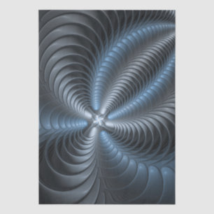 Papel De Seda Arte abstracto moderno fractal 3D gris azul plásti