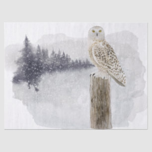 Papel De Seda Arte acuático de búho de nieve