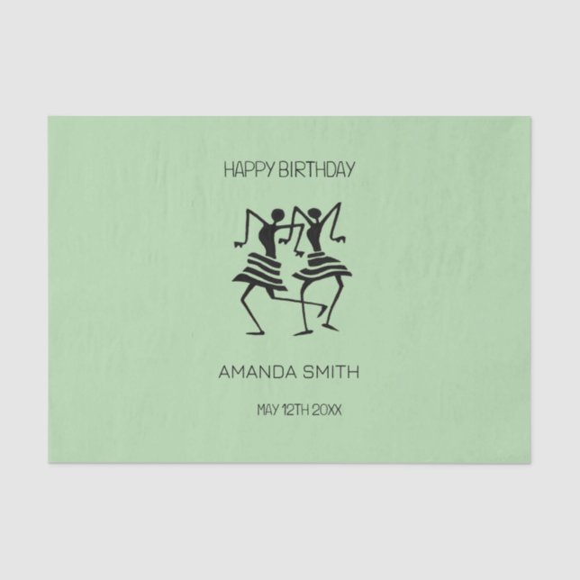 Papel De Seda Arte africano, bailarinas de celebración de siluet (Anverso)