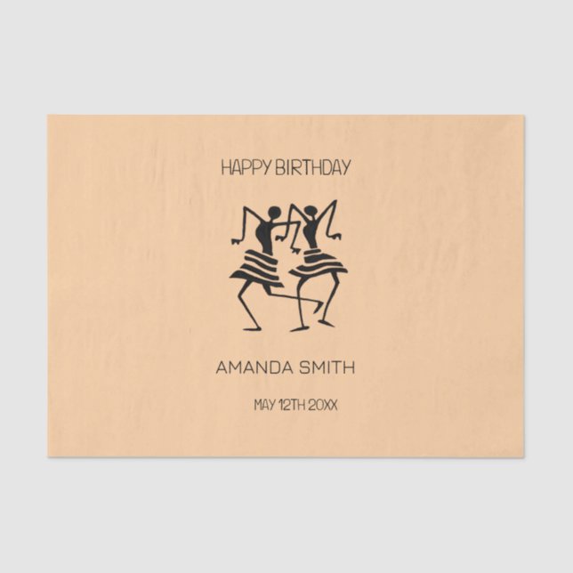 Papel De Seda Arte africano, bailarinas de celebración de siluet (Anverso)