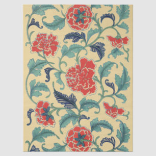 Papel De Seda Arte Antiguo Nouveau Chino Rojo Floral Chinoiserie