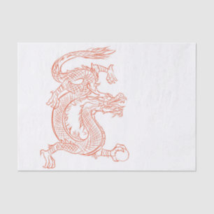 Papel De Seda Arte bosquejado oriental rojo del dragón