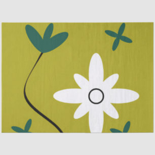Papel De Seda Arte botánico abstracto de flor de margarita minim