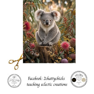 Papel De Seda Arte botánico de flores silvestres de koala en toc