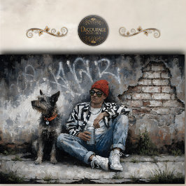 Papel De Seda Arte callejero de niño y perro Graffiti urbano dec