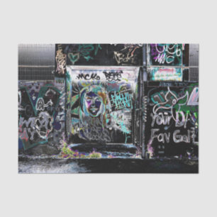 Papel De Seda Arte callejero urbano grunge negro blanco Grafiti