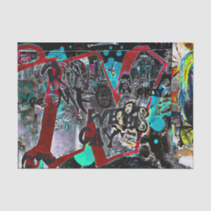 Papel De Seda Arte callejero urbano negro rojo Graffiti Pared