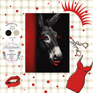 Papel De Seda Arte caprichoso de burro con decoupage asomándose 