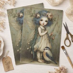 Papel De Seda Arte caprichoso de retrato de hada y chochín del b