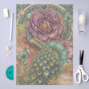 Papel De Seda Arte caprichoso Nouveau del pavo real estilo esmal
