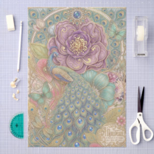 Papel De Seda Arte caprichoso Nouveau del pavo real estilo esmal