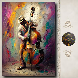 Papel De Seda Arte colorido de contrabajista de jazz