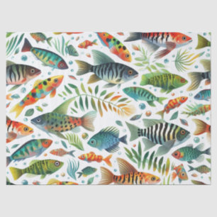 Papel De Seda Arte colorido de peces submarinos