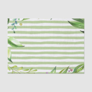 Papel De Seda Arte de acuarela Audaz Rayas Verdes Diseño Floral