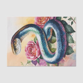 Papel De Seda Arte de acuarela con flor de serpiente