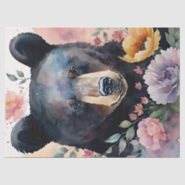 Papel De Seda Arte de acuarela con flores de oso