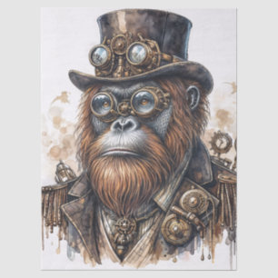 Papel De Seda Arte de Acuarela Orangután Steampunk