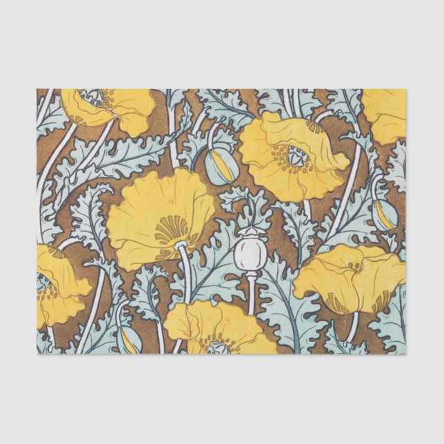 Papel De Seda arte de amapola flor amarillo ilustracion (Anverso)