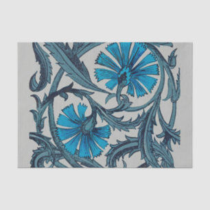 Papel De Seda Arte de azulejo rústico de flores antiguas azul vi