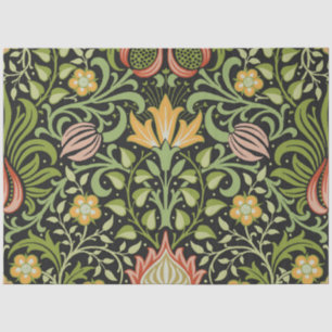 Papel De Seda Arte de azulejos florales persas negros de William