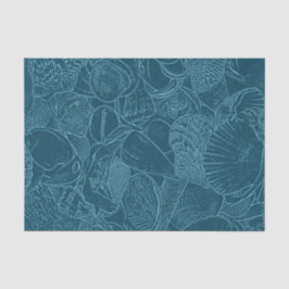 Papel De Seda Arte de boceto de concha de océano de playa azul p