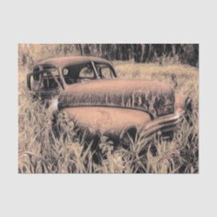 Papel De Seda Arte de boceto marrón rústico vintage coche antigu