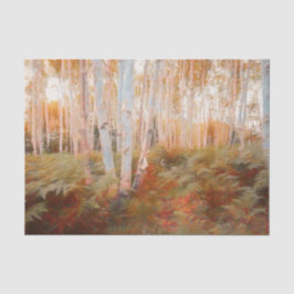 Papel De Seda Arte de bosque de helechos de madera otoñal abedul