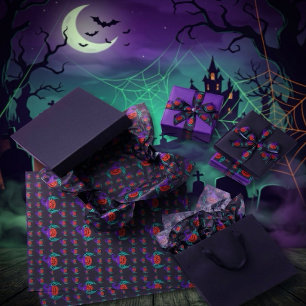 Papel De Seda Arte de calabaza de Halloween espeluznante, araña