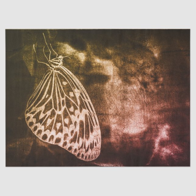 Papel De Seda Arte de decorar mariposas antiguas marrones (Anverso)