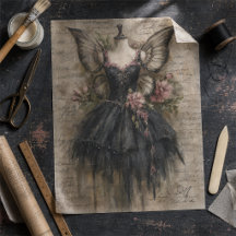 Arte de decoupage de ballet de hada vintage grunge