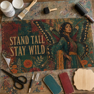 Papel De Seda Arte de decoupage de mariposa hada Stay Wild Vinta