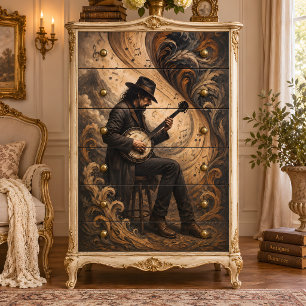 Papel De Seda Arte de Decoupage de Música de Banjo Vintage