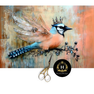 Papel De Seda Arte de Decoupage de Pájaro Adornado con Joyas Ele