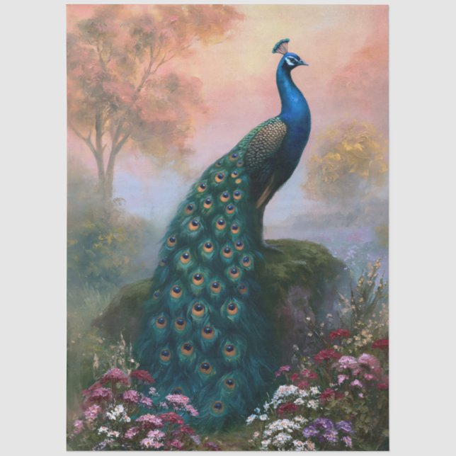 Papel De Seda Arte de decoupage de pavo real indio (Anverso)