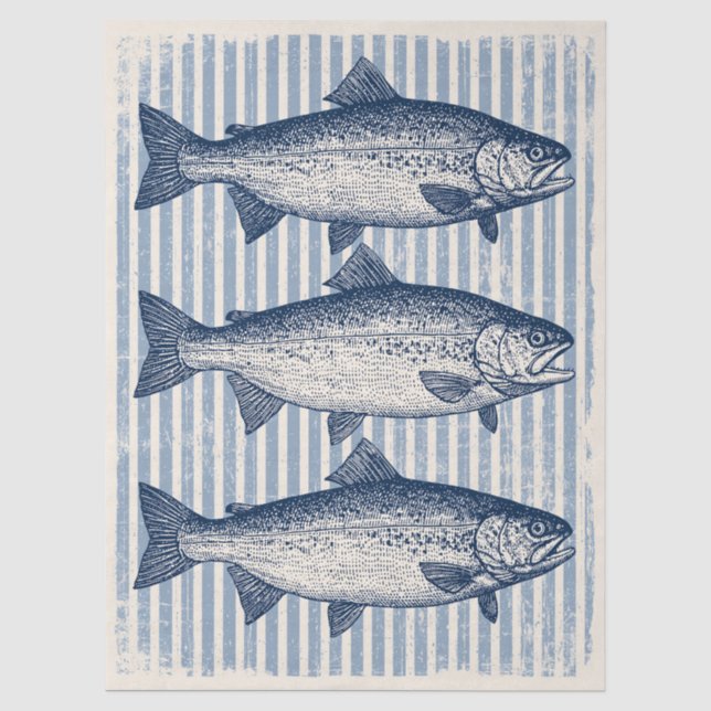 Papel De Seda Arte de decoupage de peces y rayas (Anverso)