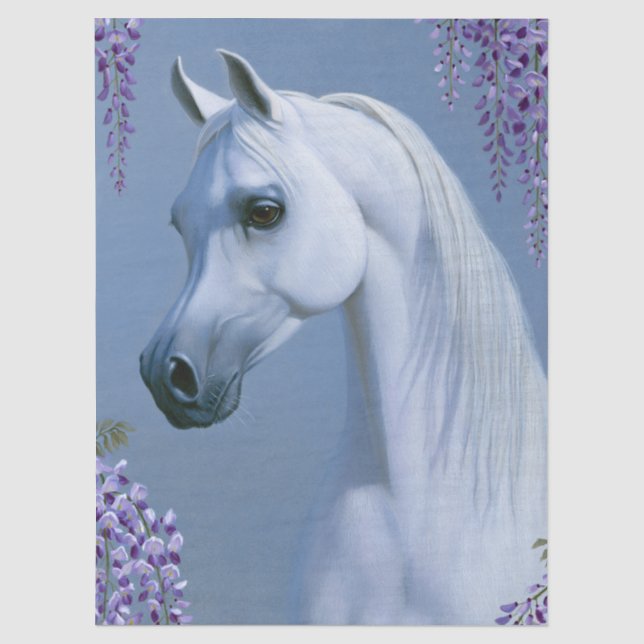 Papel De Seda Arte de decoupage de semental árabe blanco (Anverso)