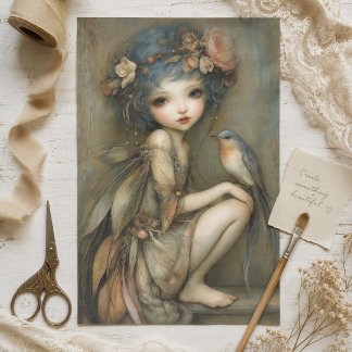 Papel De Seda Arte de decoupage del retrato de la hada del bosqu