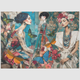 Papel De Seda Arte de fantasía collage de medios mixtos femenino
