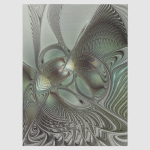 Papel De Seda Arte de fantasía fractal gris verde oliva abstract